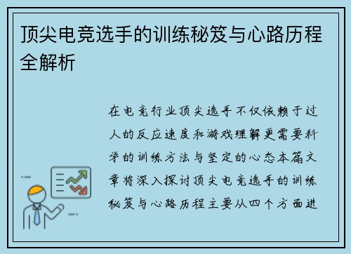 顶尖电竞选手的训练秘笈与心路历程全解析
